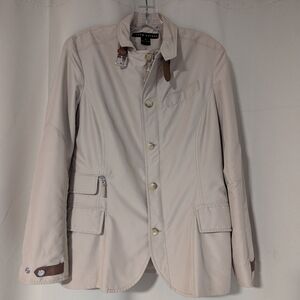 Ralph Lauren Women's Sz6 Beige  Jacket Leather Accent Equestrian Luxury Preppy